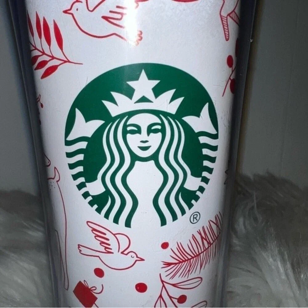 NWOT Starbucks 2019 Winter Holiday Theme Deer Fox Dove 16oz Travel Insulted Cup